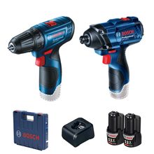 Kit Bosch Parafusadeira GSR 120-LI e Chave de Impacto GDR 120-LI, 12V 2 baterias e maleta