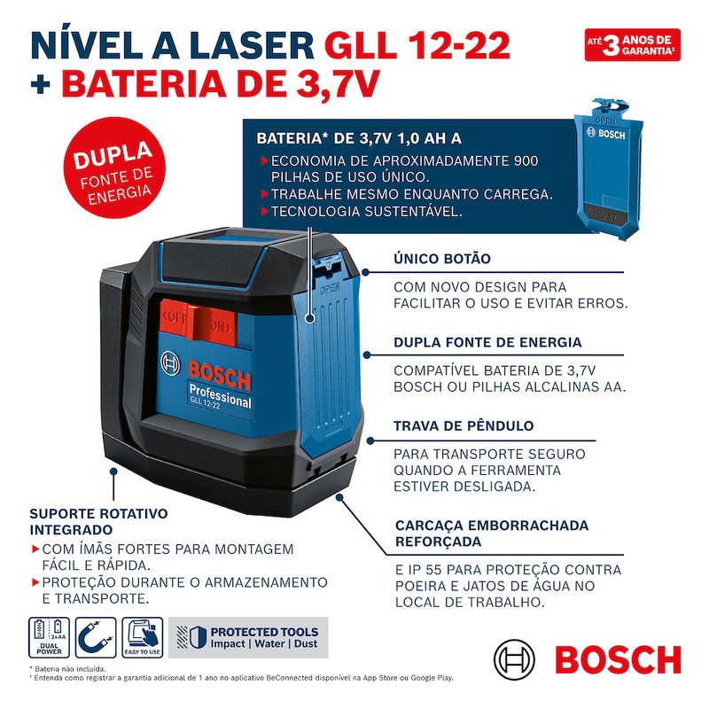 NIvel-a-Laser-Linha-Vermelha-Bosch-GLL-12-22-de-12-m-com-suporte-giratOrio-S16591