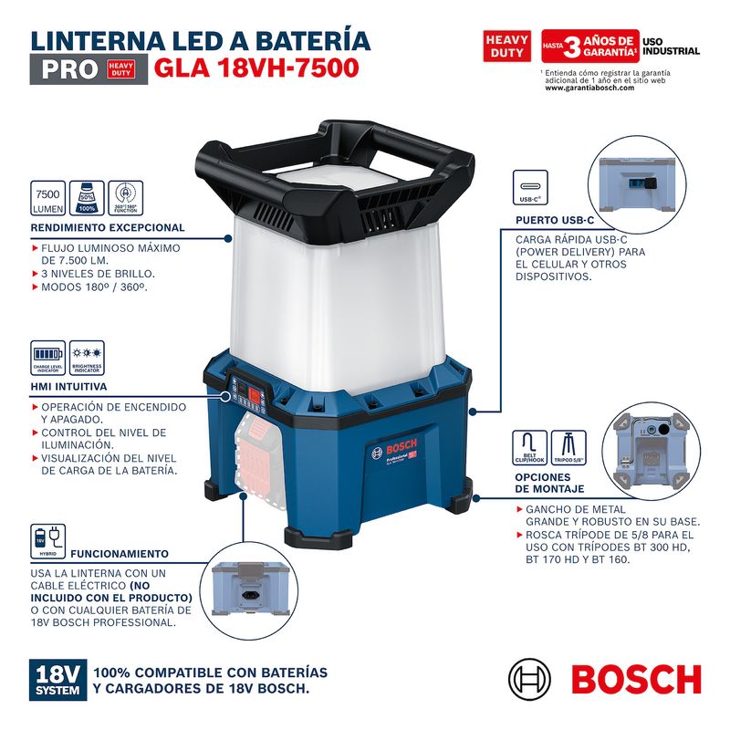 Refletor-LED-Bosch-GLA-18VH-7500-SB-S18987